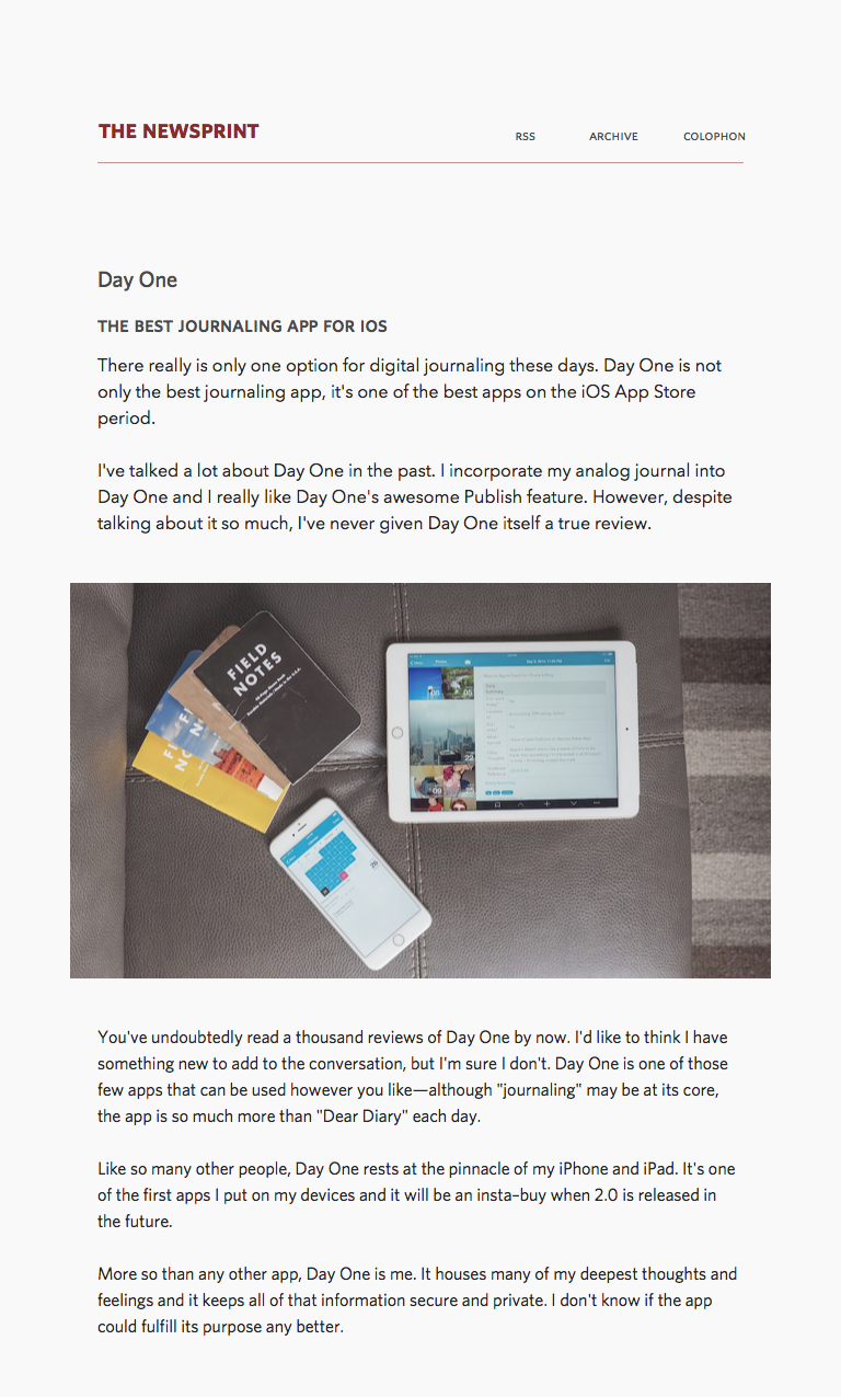 Screenshot of The Newsprint
